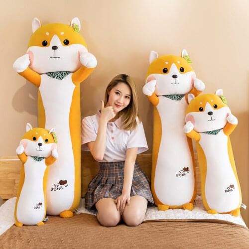 65/85/115CM Kawaii Shiba Inu Plush Toys Lovely Pillows Stuffed Soft Animal Dog Long Cushion for Baby Girls Christmas Present