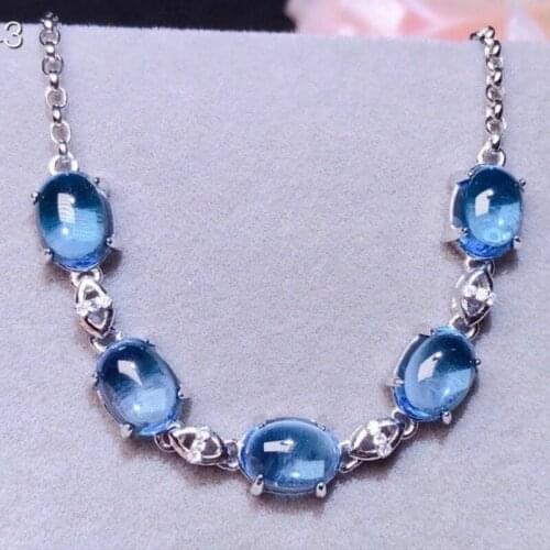 925 Sterling Silver Natural Topaz Gemstone Simple Bracelet for Women Fine Accessaries Bangle