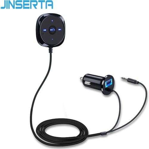 JINSERTA Bluetooth Car Kit MP3 Player AUX Audio A2DP Music Receiver Adapter Support IOS Siri Magnetic Base 5V 2.1A USB Charger