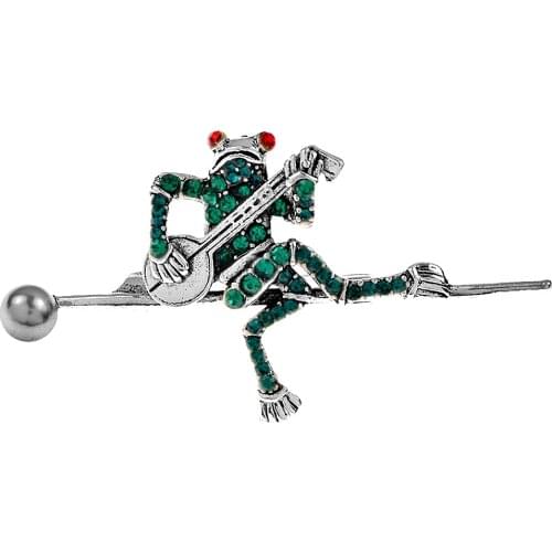 CINDY XIANG Vintage Rhinestone Violin Frog Brooches For Men Cute Animal Office Party Brooch Anime Pins Jewelry Friends Gifts