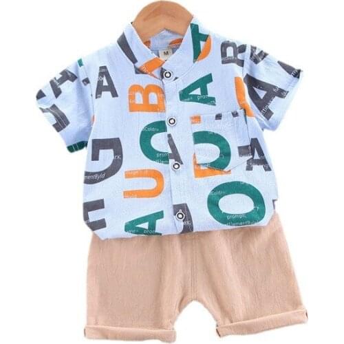 Children Fashion Cotton Clothes New Summer Baby Girls Boys Shirt Shorts 2Pcs/Set Toddler Casual Costume Kids Letter Tracksuit