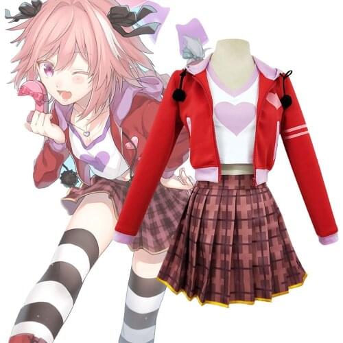 Fate/Apocrypha Cosplay Costume FGO Astolfo coat lolita Daydress school uniform