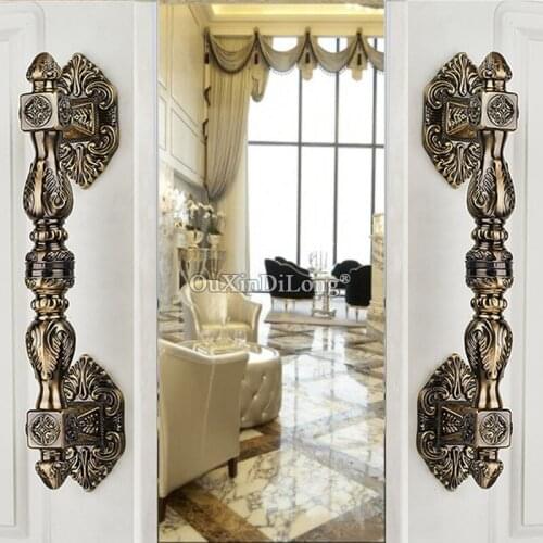 DHL Shipping 2PCS European Style Solid Bronze Door Handles Villas Antique Wood Door Handle(Length:350mm,C.C:235mm) JF1688