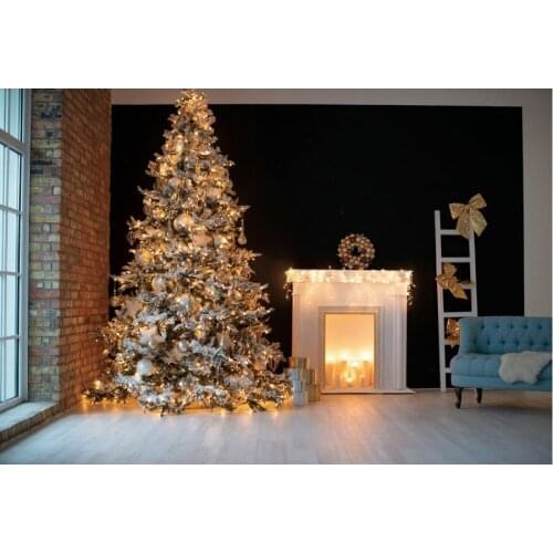 Christmas Decor Backdrop Winter Christmas Tree Warm Stove Backdrop New Year Xmas Party Decoration Newborn Portrait Photo Booth