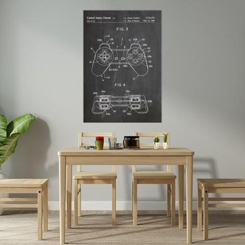 Gaming Controller patent,Gaming wall art , posters, room decor,vintage print,blueprint, gift idea, games wall Decorations