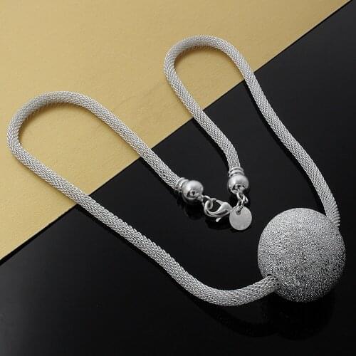 Fine noble brand design 925 Sterling Silver Necklace For Women Jewelry Net Chain large beads Pendant Christmas gifts Wedding