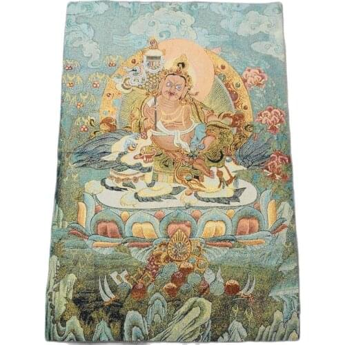China old Tibet silk Thangka like hanging painting fengshui Tibetan God of fortune Buddha statue