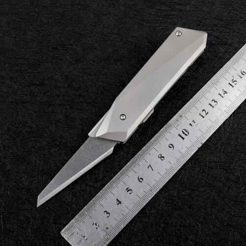 Nine thorn 14C28N blade titanium alloy handle outdoor tactical self-defense folding express unpacking camping EDC tool knife