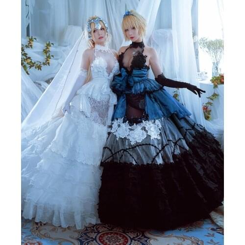 [Customize] Fate/Grand Order FGO Saber Jeanne d'Arc Alter Cosplay Costume Marriage Wedding Dress Uniform Halloween Party Outfit