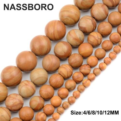 Brown Khaki Round Picture Beads For Jewelry Making Charms Natural Stone Beads 4mm 6mm 8mm 10mm Diy Bracelet Jewelry Making Gifts