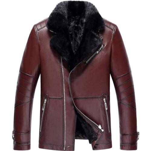 Genuine Leather Jacket Mens Winter Jacket Natural Mink Fur Coat Male Real Goatskin Luxury Warm Jackets Chaqueta 19-905-2 MY1711