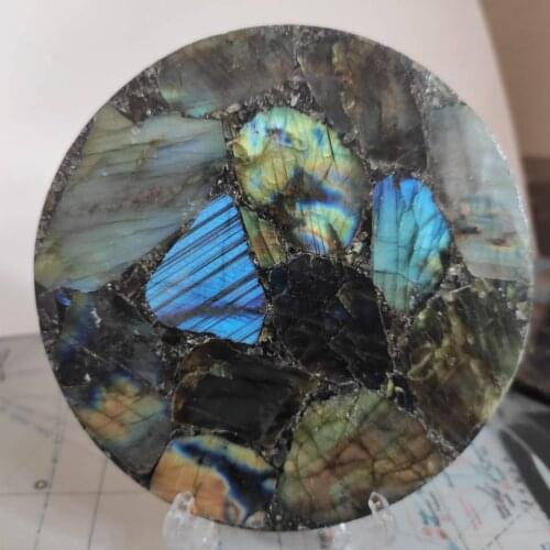 10cm Natural Crystal Moonstone Raw Gemstone Ornament Polished Quartz Labradorite Handicraft