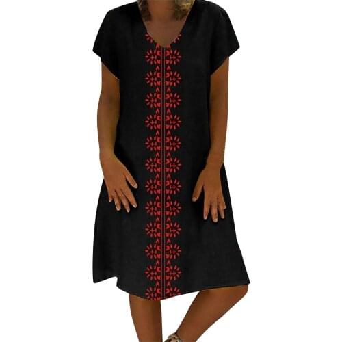 New Dresses Womens Sexy Fashion V-neck Short-sleeved Printed Casual Vestidos Summer Party Beach Beach Sundress Plus Sizes