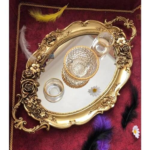 Oval mirrored vintage decorative stylish presentation tray engagement henna tray silver gold color tray coffee tray tea tray