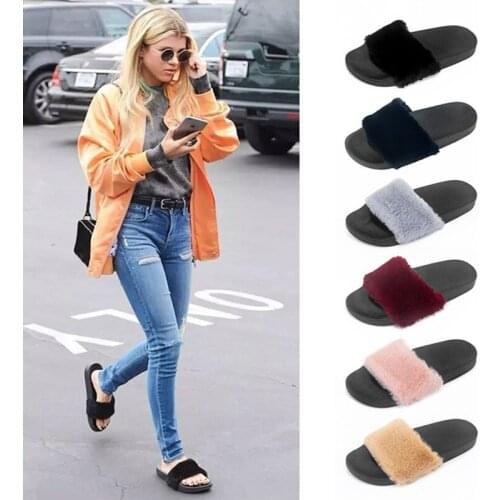 2021 Women Home Slippers Short Plush Anti Slip Women Beach Sandals Outdoor Lightweight Comfortable Ladies Indoor Flip Flops