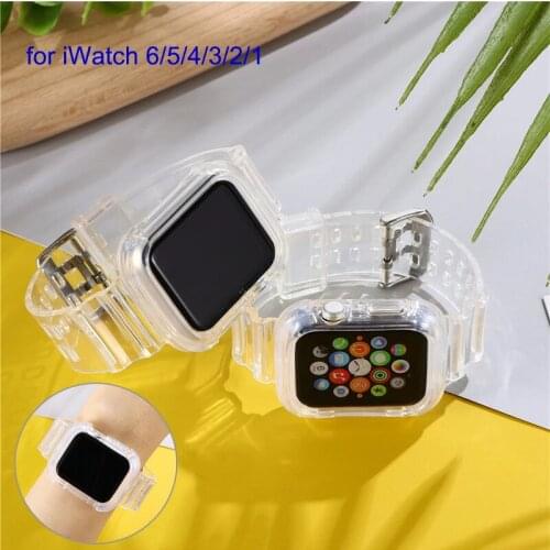 High Quality Silicone Strap for Apple Watch 40mm 42mm Transparent Fluorescent Color Sport Bracelet for iwatch Series 6 5 4 3 2 1