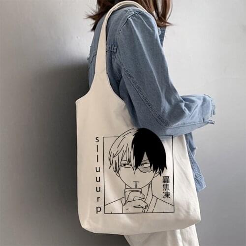 My Hero Academia shopping Bag bag manga Graphic Canvas Shoulder Bag Female Ulzzang Grunge Tote Shopper Bag anime bag Harajuku