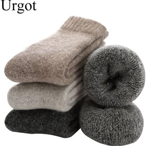 Urgot 3 Pairs Super Thicker Socks Merino Wool Rabbit Socks Against Cold Snow Russia Winter Warm Funny Happy Male Men Socks Meias