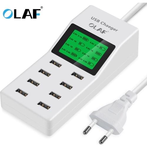 100W Fast Charging 8 Port USB Charger Adapter for iPhone 12 Pro Display Screen Phone Charger for MacBook Samsung Xiaomi Huawei