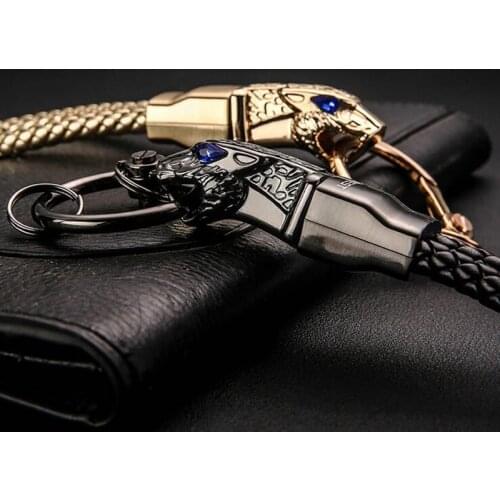 1PCs Silver Tone Key Chains & Key Rings Leopard head metal Keychain Accessories Men Gifts For Mercedes Audi VW Golf Kia Toyota