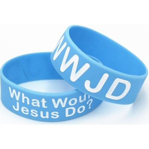 1PC What Would Jesus Do Silicone Wristband Bracelet for Religious Faith Sports Blue Silicone Bracelets&Bangles Adult Gifts SH148