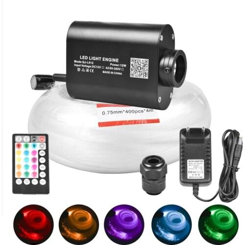 12W Bluetooth App Control RGBW LED Fiber Optic ceiling lights kit-0.75mm*400pcs*4m cable