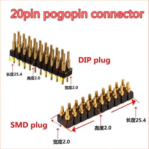 20pin pogopin connector pitch 2.54mm Test needle Charging pin battery Spring probe Conductive needle Thimble test