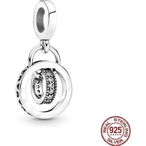 2021 New 100% 925 Sterling Silver Simple Ring-Shaped Charm Fit Original 3mm Bracelet&Bangle Women Birthday Fashion Jewelry Gift