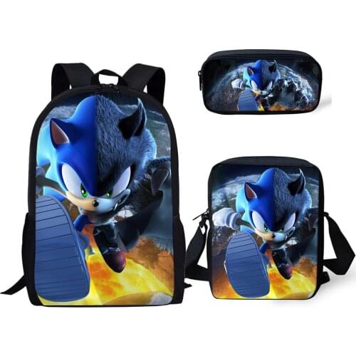 Fashion 3PC/Set Backpack Hot Game SONIC RACING Pattern Students School Bags Cartoon Anime Teenagers Book-Bags Set