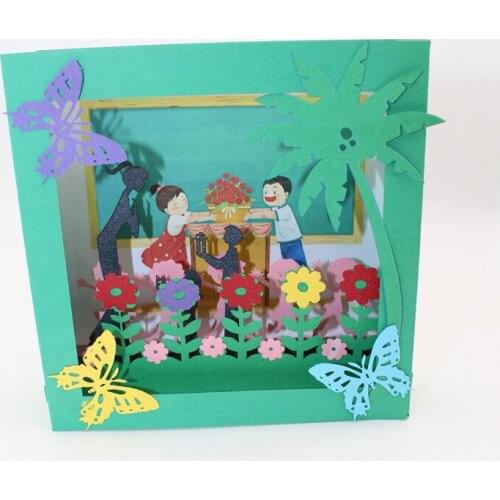 3D Laser Cut Handmade Cartoon Offer Flowers Students Paper Invitation Greeting Card PostCard Box Teachers' Day Creative Gift