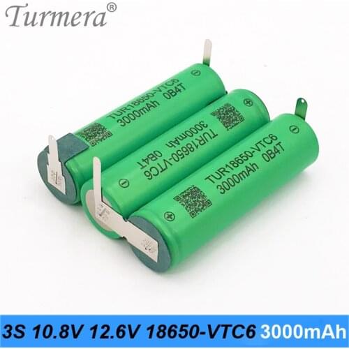 3S 12.6V 4S 16.8V 5S 21V 6S 25V VTC6 Battery Pack TUR18650VTC6 3000mah Battery 30A for 18V Screwdriver Battery Customize Ma17