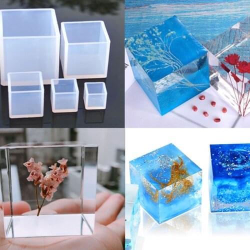 4Pcs/Set Crystal Epoxy Resin Mold Square Jewelry Casting Silicone Mould DIY Crafts Pendant Making Tool