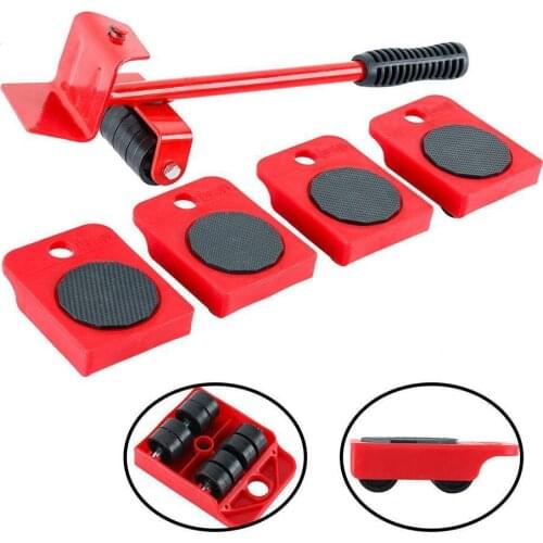 5Pcs Professional Furniture Transport Lifter Tool Set Heavy Stuffs Moving Hand Tools Set Wheel Bar Mover Device