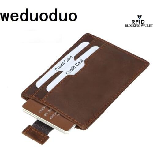 New Genuine Leather Credit Card Case Rfid Blocking Wallet for Credit Card Vintage Card Organizer Rfid Card Protection Cardholder