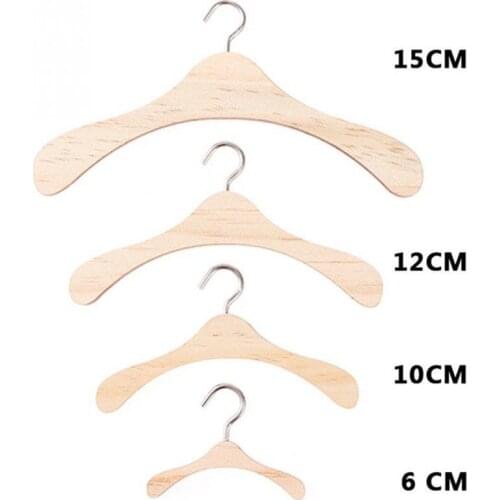 10pcs 6cm/15cm Wooden Mini Doll Clothes Hanger Storage Rack Durable Environmental Non-Slip Cloth Practical Suit Coat Hanger