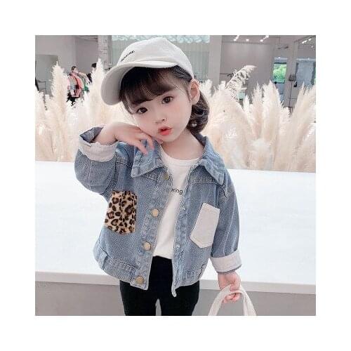 Baby Girls Denim Jackets 2020 Spring Autumn New Childrens Clothing Toddler Girls Leopard Print Cowboy Coat Kids Denim Jackets