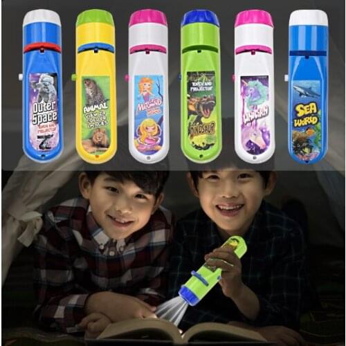 Projection Flashlight Children Projector Light Cute Cartoon Toy Night Photo Picture Light Bedtime Learning Fun Toys