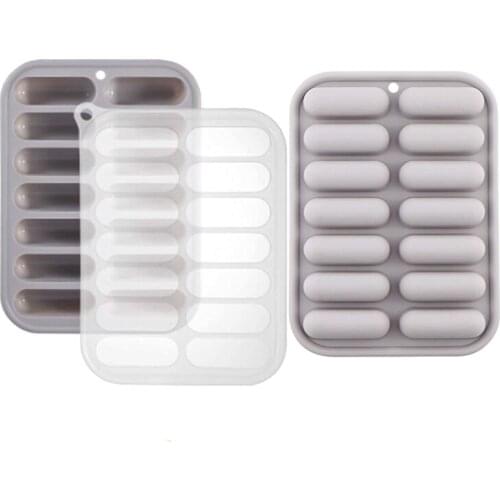 2 Pcs 14 Cavity Granola Bars Molds, Silicone Bar Mold for Cereal, Sausage, Chocolate, Candy, Butter, Eclair,Gray