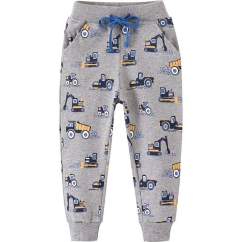 Funnygame Winter Boys Sweatpants With Cartoon Characters Print Drawstring Pockets Childrens Trousers Boy Cars Kids Full Pants