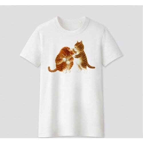 Graphic tees tops Cute cat Printing tshirts women funny t shirt white Tops casual short T-Shirt clothes streetwear top