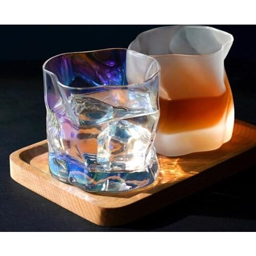 Origami Style Vintage Glass Cup Transparent Withshape Simple Champagne Glasses Crystal Espresso Bicchieri Vetro Drinkware BD50BL