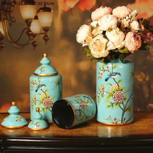 Retro Ceramic Vase Storage Jar Desktop Ornaments Home Decoration Crafts Living Room Dried Flowers Flower Arrangement Accessories
