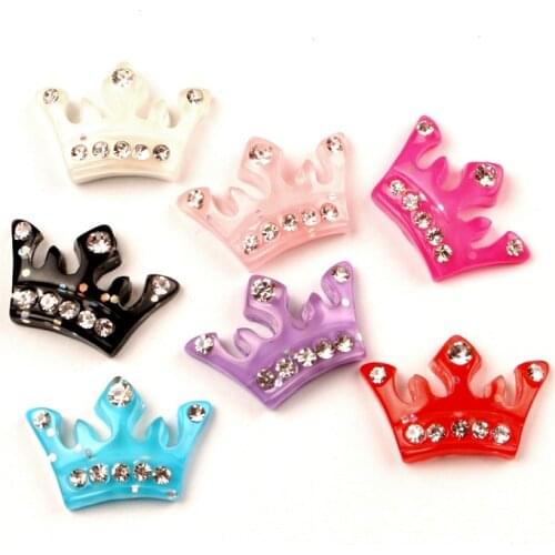 LF 20Pcs Mixed Drilled Resin Crown Decoration Crafts Flatback Cabochon Embellishments For Scrapbooking Cute Diy Accessories