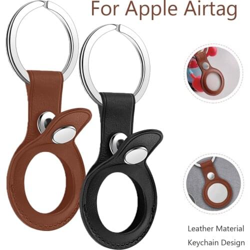 Leather Protective Sleeve For Apple Airtags Anti-lost Keychain For AirTag Location Tracker Buckle Cover Anti-fall Case with ring