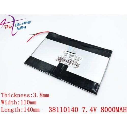 Liter energy battery 7.4V 6.6 Ah 8000 mah large-capacity ultra-thin MID tablet battery (thick) 3.8 * (wide) 140 * 110 mm (long)