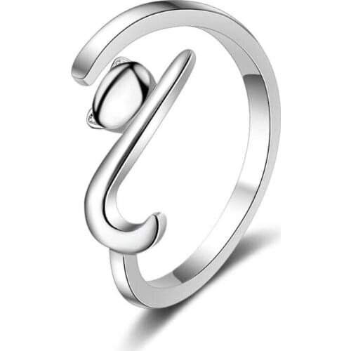 Fashion Geometric Cute Cat Opening Rings For Women Jewelry Accessories Party Gift SAR84