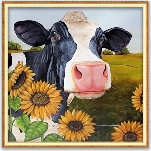 Animal Cow DIY 11CT Cross Stitch Embroidery Kits Craft Needlework Set Printed Canvas Cotton Thread Home Decoration Living Room