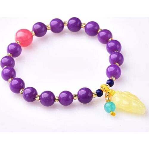 Natural Lepidolite Crystal Beads gemstone necklace Purple Mica Stones браслеты на руку Healing Stones Ornament