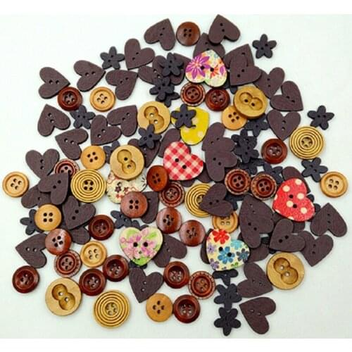 Sewing Button with DIY Scrapbooking 40g Love Heart Flower Round Mixed Design 2/4 Hole
