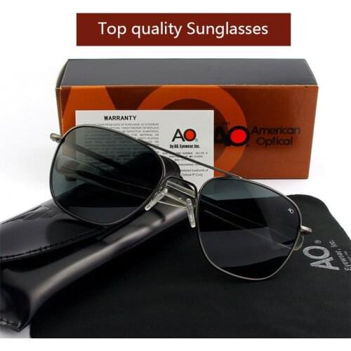 AO SunGlasses Men Women Army Military Aviation Pilot Sun Glasses Driving Shades Male Brand Designer Glass Lens Original box